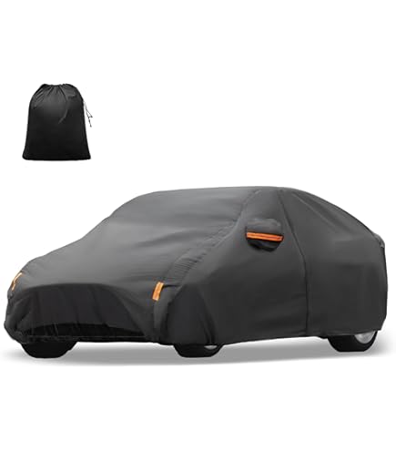 Partuto All-Weather Waterproof Car Cover - UV-Resistant Outdoor Full Exterior Protection For Tesla Model Y 2020-2025 210D-PU Black With Right Side
