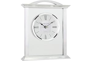 London Clock Silver Mantel Clock, 18 x 15 x 4.5cm