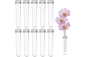 DHSBGWSX 10 tubi per fiori con coperchio, tubi per orchidee in plastica, per conservazione, in vetro reattivo, con coperchio, per fiori decorativi