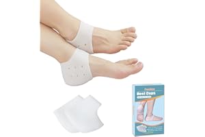 PNRSKTER Heel Protectors, 2pcs Silicone Heel Cups, Heel Support, Gel Heel Cushion Pads for Plantar Fasciitis, Heel Pain, Dry Cracked Heels, Achilles Tendinitis, for Men & Women(White)