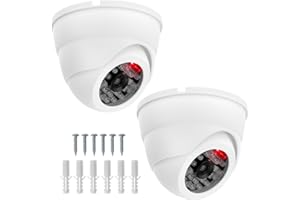 QWORK® 2PCS Dummy Fake Surveillance Security CCTV Dome Cameras with LED Blinking for Home Protection, Indoor/Outdoor Use, White