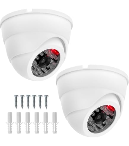 JIZZU 2 Pezzi Telecamera Finta da Esterno con Led, Telecamere Finte Impermeabile e Girevole, con JIZZU 2 Pezzi Telecamera Finta da Esterno con Led, Telecamere Finte Impermeabile e Girevole, con