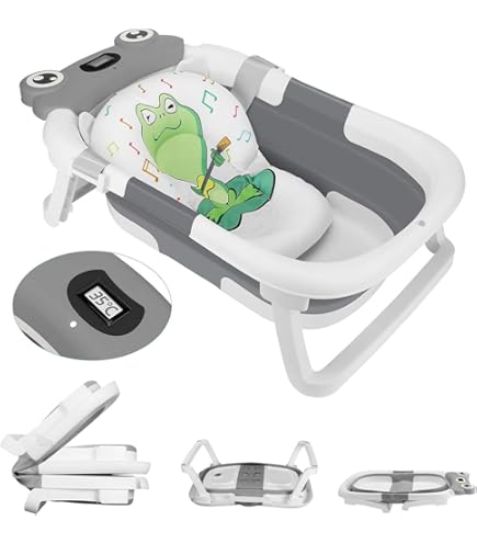 DEANIC Opvouwbare babybadkuip, babybad voor pasgeborenen van 0-6-12 maanden, draagbare babybadje, neemt geen ruimte in beslag, babybad (blauw