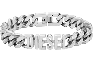 DIESEL Bransoletka ze stali nierdzewnej, DX1389040, 185mm L x 5mm H x 12mm W, Stal nierdzewna, No Gemstone