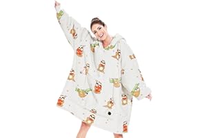 THREE POODLE Oversized Blanket Hoodie, Sherpa Fleece Wearable Blanket Sweatshirt for Adults Kids, Warm Soft Cozy Hooded Blanket Women Men Kids, One Size Fit All