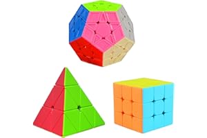 Cooja 3 Pezzi Cubo Magico, Speed Cube Set 3x3 + Pyraminx + Megaminx, Stickerless Resistente Smooth Velocit Magic Cube di Giocattoli per Ragazze Ragazzi