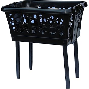 Wäschekorb mit Beinen - auf Knopfdruck ausgeklappt und eingefahren