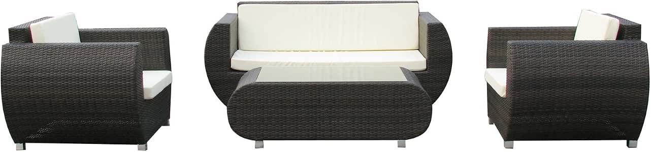 Amazon.de: Gartenmöbel Rattan Lounge Set Malaga mit Alu ...
