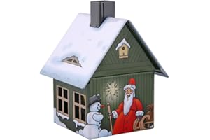 Crottendorfer - Räucherhaus Metall inkl. Räucherkerzenhalter - für Räucherkerzen Gr. M - Maße: 7,2 x 7,8 x9,8cm - Motiv: Weihnachten - Made in Germany