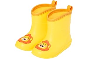 FUNCOO PLUS Baby Wellies for Boys Girls, Lightweight Child Kids Wellies, Animal Cartoon Pattern Welly Boots, Infant Rain Boot Wellingtons Waterproof Boots for 1-6 Years