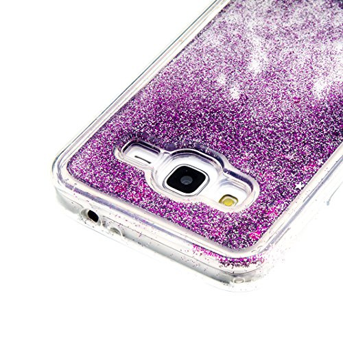 Samsung Galaxy J3 Glitzer Hülle Rosa Schleife® TPU Weiche Silikon Backcover Slim Case 3D Fließen Flüssig Shiny Bling kristall Handyhülle Handytasche Schale Bumper mit Schmetterling Herz Muster Entwurf für Samsung galaxy J3 (5.0 Zoll) - 4