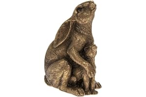 The Leonardo Collection Reflections Figurine de lièvre et bébé bronzé pour la Maison et Le Bureau | Décoration d'intérieur Cadeau pour Homme et Femme | Belle Figurine pour intérieur et extérieur |