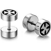 Treuheld Ohrstecker Raucher Skelett - Fake Plug 10mm Silber Chirurgenstahl