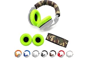 Voarmaks Thick Soft Protein Leather Ear Pads&Headband Cushion Cover Replacement Kits Compatible with Pioneer HDJ-X5 X5BT HDJ-X7 X7BT HDJ-X10 DJ Headphone,with Memory Foam Filling(GreenCamouflage Kits)