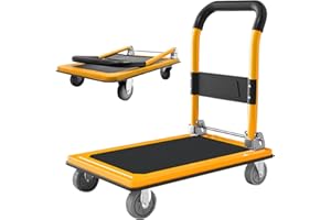 Iriisy Carro de Transporte de 300 kg, Carro con Ruedas, Carro Plegable con Ruedas 360° Carro Plataforma Mango Plegable Bandeja Antideslizante, 77 x 50 cm