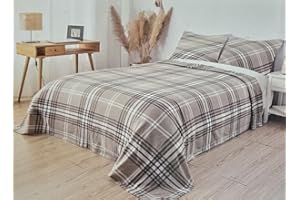 LUGA SHOP Coordinato Completo Letto Lenzuola In Morbido Pile Singolo Matrimoniale Scozzese (SINGOLO, Lele-1)
