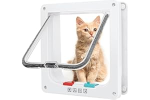 Renyigou Cat Door for Windows Cat Flaps for Internal Doors with Magnets Pet Doors and Sliding Door Safety Silent Pet Door with 4 Way Lock for Glass Door Window (19cm x 18cm Flap)