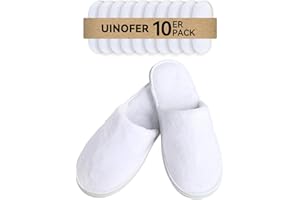 UINOFER 10 Paar Spa Hausschuhe, Einweg-Hotel-Baumwollsamt-Hausschuhe mit Geschlossenen Zehen für Haus, Schlafzimmer, Badezimmer, Innenbereich, Hotel oder kommerzielle Nutzung