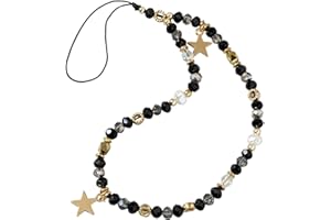 HULKAY Chaîne de téléphone portable en perles pour femmes et filles - Cordon anti-perte - Cordon avec pendentif étoile, As the picture shows, Cristal + alliage + CCB, Agate