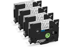 Upwinning Tze 12mm Clear Ruban Compatible Brother P-touch TZe-131 TZe131 AZe 131 12mm Transparent Ruban, Recharge TZe 12mm 0.47 Clear Ruban pour Brother P touch H107B P300BT D400 P710BT