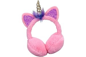 ABOOFAN Pink Plush Unicorn Earmuffs for Women Kids Girls Warm Soft Plush Comfortable Outdoor Winter Ear Warmers