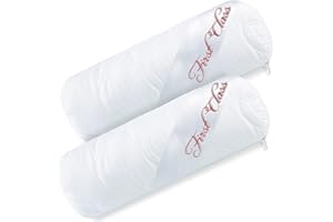 CelinaTex 2er Set Nackenrolle Nackenkissen 40x15 cm, Öko-Tex 95 Grad waschbar, Kissen mit Reißverschluss zum Anpassen der atmungsaktiven Kugelfaserfüllung, First Class