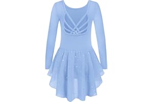 Arshiner Abbigliamento da Balletto Ragazze 2-10 Anni Vestito da Balletto a Maniche Lunghe Vestito da Balletto per Bambini Vestito da Balletto in Cotone Body da Ballo con Gonna da Balletto tutù