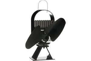 Ecofan AirDeco II, ventola per stufa a legna in stile contemporaneo, alimentata a calore, 322 m3/h, lama in nero da 20,30 cm (8")