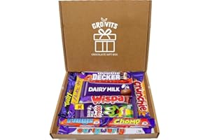 GROVITS GROW WITH US! GRO VITS - Chocolate Gift Box Hamper - 10 Mini Chocolate bars, Gift Letter Box Friendly, Sweet Treat Gift Box, Perfect for Presents, Surprises and Special Occasions, Gifting And Treats