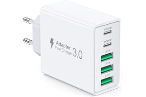 Cawhaw USB C Ladegerät Mehrfach, Ladestecker USB C, 50W 5 Port USB C Schnellladegerät, Adapter USB C Netzteile Stecker für iPhone 15 14 13 12 11, Samsung Galaxy S24 S23, Handys ladegerät USB C Charger