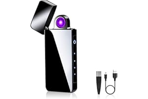 Asanmu - accendino elettrico per sigari, girevole, con USB, ricaricabile, touchscreen, antivento, senza fiamma, al plasma, con confezione regalo