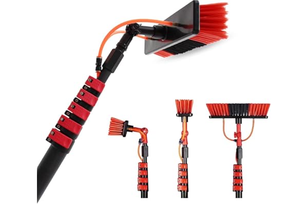 Brosse de lavage XXL Shine avec manche télescopique de 7 mètres – Manche télescopique de nettoyage en verre de 7 mètres – Manche extensible avec brosse à eau pour panneaux solaires