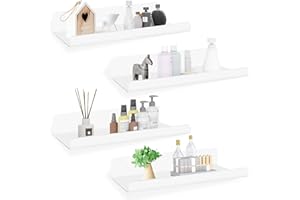 Avmvnvc Estanteria Pared, Juego de 4 Baldas Pared sin Agujeros, 30CM Estanterias de Pared Blanca, Estantes Flotantes de Pared Acrílico para Baño, Sala de Estar, Dormitorio, Cocina, Oficina