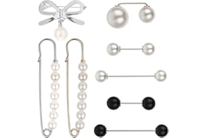 STYQUENZER 8 sztuk broszek dla kobiet, broszki ze sztucznymi perłami, broszki, broszka w stylu vintage, dekolt w stylu vintage, redukcja, wiele rozmiarów, agrafki, z pudełkiem do przechowywania, na ubrania