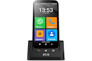 SPC ZEUS 4G Pro + Coque – Smartphone pour Seniors 4G, Mode Facile avec Grandes icônes, Bouton SOS, Configuration à Distance, Boutons physiques, 64Go de ROM, caméra 13MP, Android 11, Socle de Charge