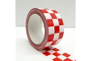 AXPPIN Racer Tape Karomuster 50mm x 66m Rot Weiss PVC Klebeband Raceflag universell einsetzbares Klebeband Bastler- und Design-Tape