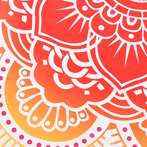 Polyester Round Mandala Quaste Wandteppich Strand Handtuch Yoga Matte Tischdecke Wandbehang XingYu-XY(Gelb Rund Blumen) - 4