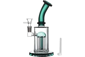 Masenyee 8-calowy szklany pistolet do dymu z filtrem huraganowym miska i filtrem 14,5 mm, kompaktowy szklany pistolet dymny - Lake Green