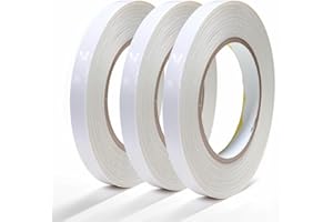 RENKE 3 Rolls Double Sided Adhesive Clear Sticky Tape, 6mm x 15m, White, Arts And Craft, Household, Office