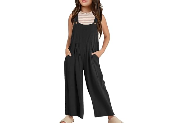Jumpsuit flickor sommar hängselbyxor barn ärmlös overall spagettiremmar playsuit onesie sparkbyxor med fickor sparkbyxor enfärgade overaller och jumpsuits för flickor