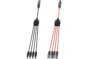 SARONIC Solar Y Branch Connectors 1 to 4 M/FFFF & F/MMMM for Parallel Photovoltaic Connection Solar Panel Cable Connector, Photovoltaic Connector (1 Red+1 Black)