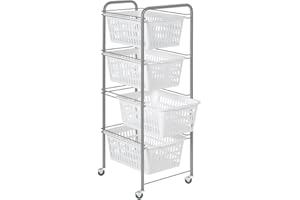 Artex Siena Universalwagen mit 4 Körben Weiß, Kunststoff, Weiß, 38x26x79 cm