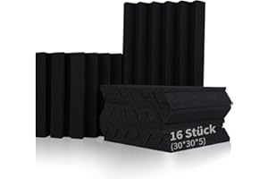 SUZAO Schalldämmung Schaumstoff 16 Stück 30 * 30 * 5cm Acoustic Foam Panels Akustikschaumstoff, Hoher Dichte, Flammhemmend und DIY Schallabsorber für Aufnahmestudios Musikstudios Heimkinos Büros