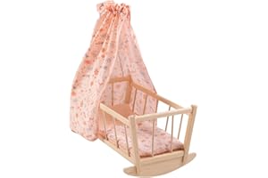 howa Lettino per bambole in legno Miniflowers con biancheria da letto e baldacchino 1706