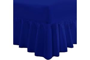 COTTON WORKS Valance Fitted Sheets Combed Poly-Cotton Plain Dyed Non Iron Percale Frilled Pleated Box Bed Sheet Bedding(Royal, King)
