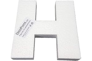 Decoporex – Lettre H en polystyrène expansé de 20 cm de hauteur et 3 cm d'épaisseur