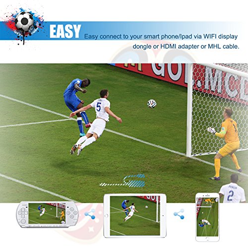 BeamerKing Proiettore, Videoproiettore LED Tema di Calcio Lumen 1500 Sostiene il Formato 1080P di Alta Risoluzione HDMI USB VGA AV for Laptop iPhone Andriod Smartphone PS4 Xbox TV Box