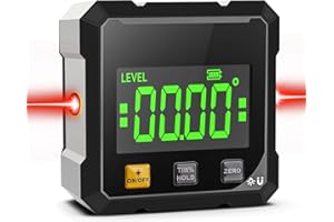 DAMIGHT Digitaler Winkelmesser Neigungsmesser, 4-seitig Magnetisch Laser Wasserwaage mit LCD Display, Type-C Schnittstelle IP54 Wasserdicht, ±0,2° Präzision Inklinometer für Holzarbeiten, Bau, Dekoration, DIY