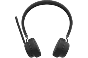 Lenovo Bezprzewodowy zestaw słuchawkowy stereo, mikrofon z redukcją szumów, wielopunktowy Bluetooth 5.3, rozmowa 31-godzinna i odtwarzanie przez 60 godzin, lekki 138 g, wymienne nauszniki, komfort do