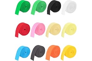 DHISPERARES 12 Rollos Cintas de Polipropileno, Ancho 25 mm, 2 m de Longitud, Multiusos, 12 Colores, Cintas de Polipropileno Ideal para Proyectos de Bricolaje, Collares de Perro, Manualidades y Exteriores
